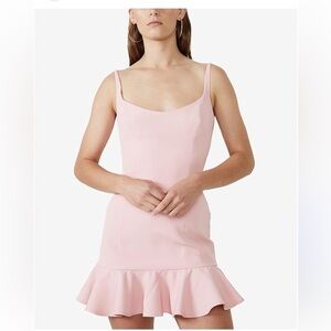 Bardot Light Pink Mini Dress with Flounce Hem